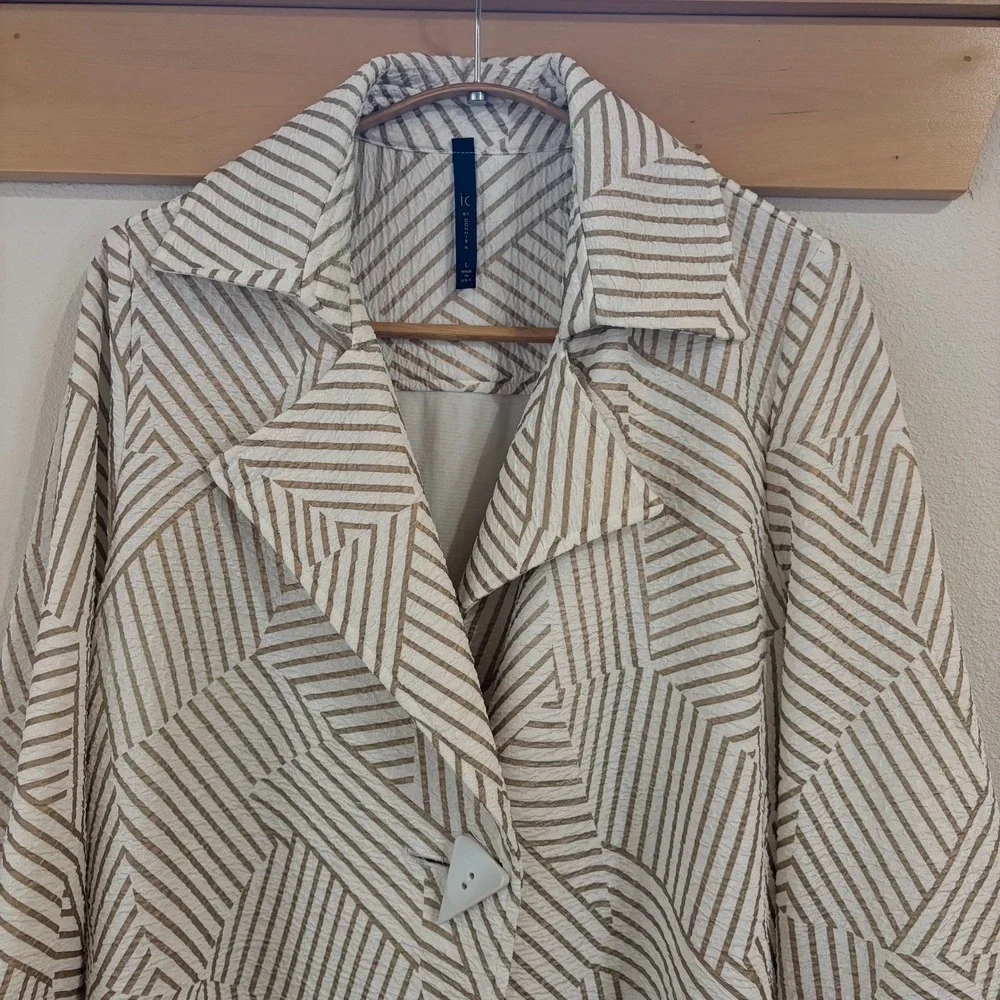 IC by Connie K Blazer Geometric Textured Single Button Jacket Large USA Made - Picture 2 of 10